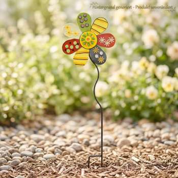 Fröhlicher, bunter Gartenstecker Blume Sunshine ca. 130 cm - Gartendekoration